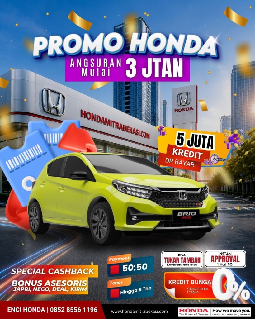 Promo honda brio DP 5 Juta